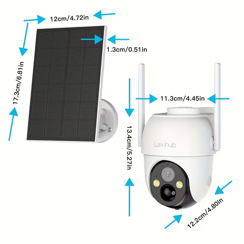 Laxihub GO2T 3MP Solar PTZ Wireless Security Camera – AI Human Detection & Full Color Night Vision