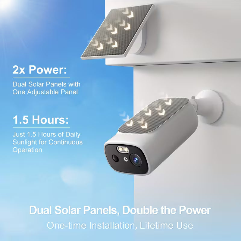 3MP Solar Wireless Outdoor Security Camera System – Full Color Night Vision & Motion Detection (4 Camera Kit)