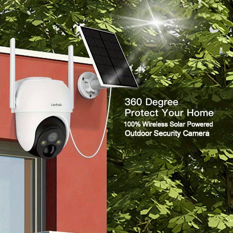 Laxihub GO2T 3MP Solar PTZ Wireless Security Camera – AI Human Detection & Full Color Night Vision